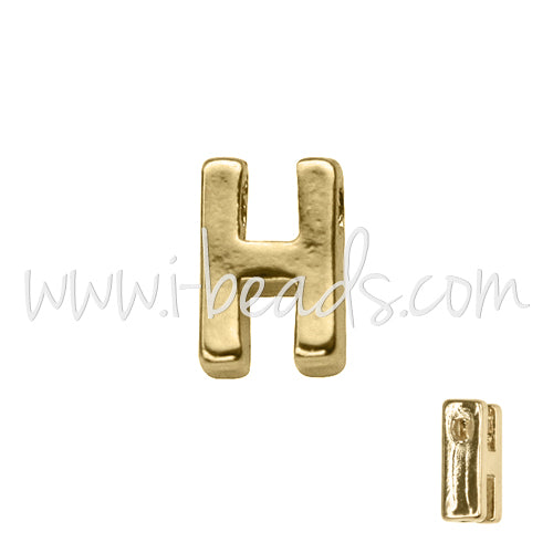 Perle lettre H doré or fin 7x6mm (1)