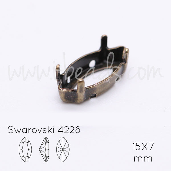 Serti à coudre pour Swarovski 4228 navette 15x7mm laiton (1)