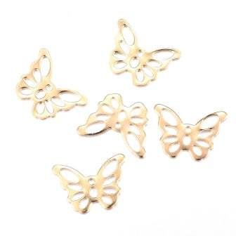 Kaufen Sie Perlen in der Schweiz Schmetterling Charms Edelstahl, Gold, 10.5x15mm (2)