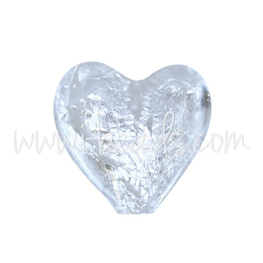 Kaufen Sie Perlen in der Schweiz Murano Glasperle Herz Kristall und Silber 10mm (1)