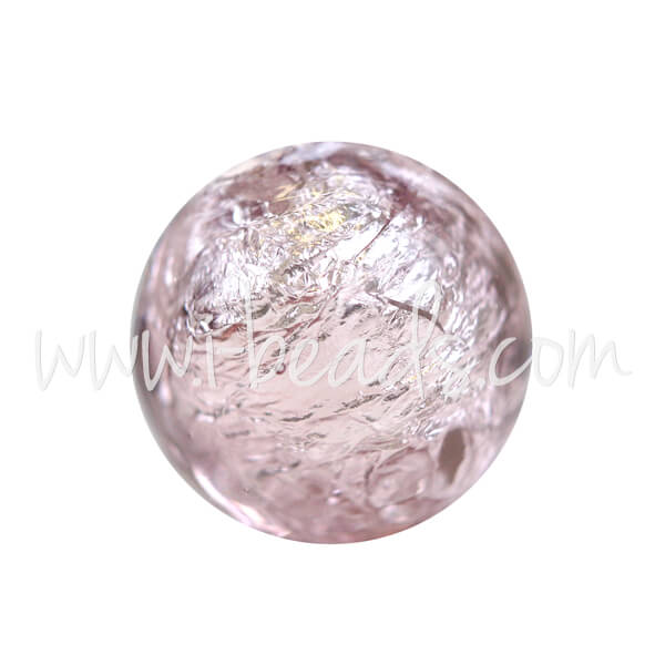 Perle de Murano ronde améthyste et argent 10mm (1)