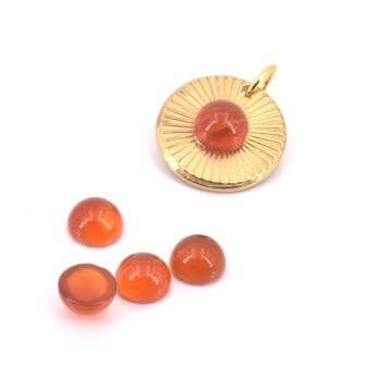 Cabochon rond Cornaline orange 6mm (2)