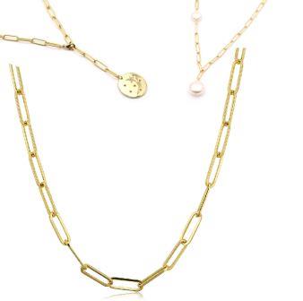 Kaufen Sie Perlen in der Schweiz goldene Stahlkette 12x4mm (50cm)