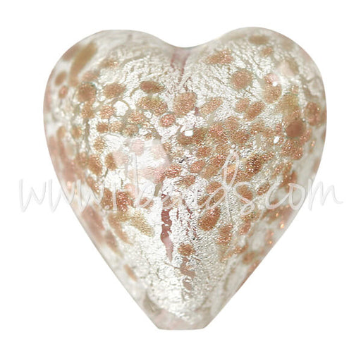 Kaufen Sie Perlen in der Schweiz Murano Glasperle Herz Gold und Silber 20mm (1)