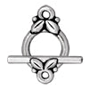 Kaufen Sie Perlen in der Schweiz Ring und Stab Verschluss Blatt Antik-Silberfarben 10x15mm und 17mm (1)