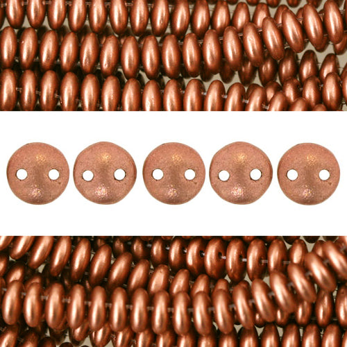 2 Loch Perlen CzechMates lentil Matte Metallic Copper 6mm (50)