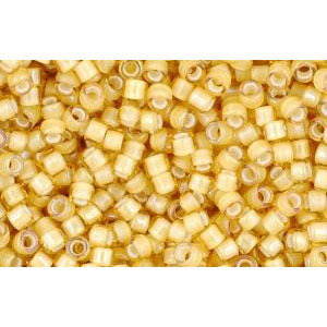 cc948 - perles Toho treasure 11/0 inside colour jonquil/white lined (5g)