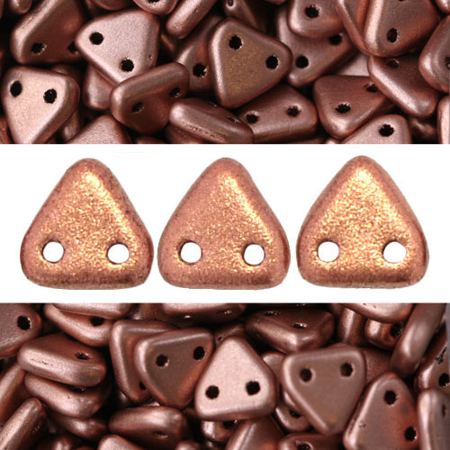 2 Loch Perlen CzechMates triangle Matte Metallic Copper 6mm (10g)