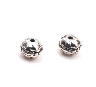 Kaufen Sie Perlen in der Schweiz Perlen, rund mit Kugel, antike silberne Farbe 8mm (2)