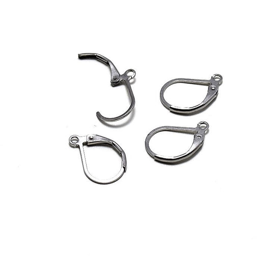 Kaufen Sie Perlen in der Schweiz Stainless Steel Leverback Earring- steel color 15.5x10x1.5mm (4)