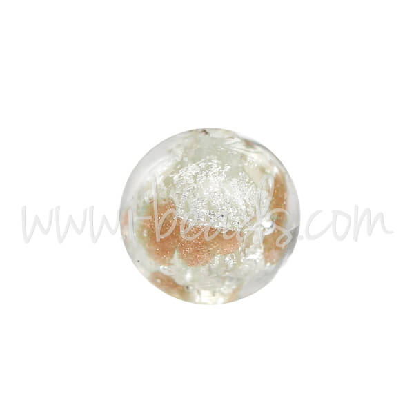 Murano Glasperle Rund Gold und Silber 6mm (1)