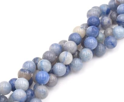 Perles rondes Aventurine Bleu 10mm sur fil 38 cm 36 perles (1 fil)