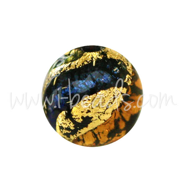 Murano Glasperle Rund Bunt und Gold 8mm (1)