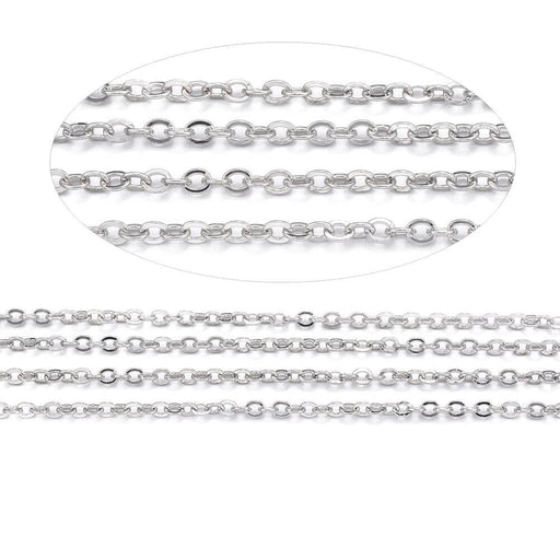 Kaufen Sie Perlen in der Schweiz Ketten aus extra feinem rhodiniertem Edelstahl, 1,1x0,3 mm (50cm)