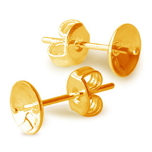 Kaufen Sie Perlen in der Schweiz Ohrstecker mit Aufsatz für 8mm Perlen Goldfarben (2)