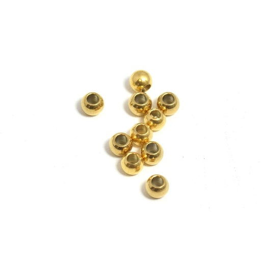 Achat Perles rondes en acier inoxydable, couleur acier doré OR - 3x2mm trou 1,2mm (25)