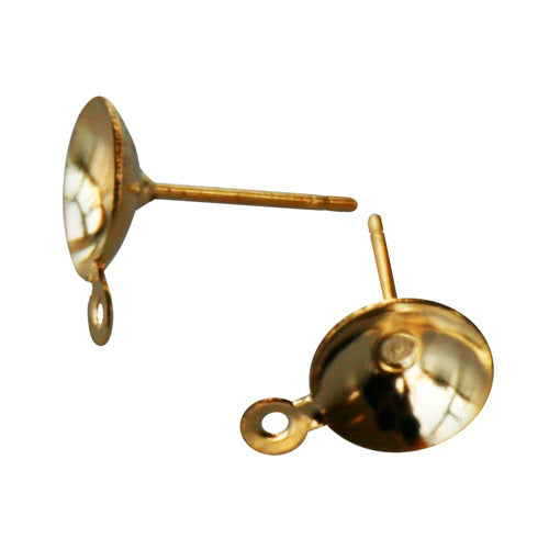 Kaufen Sie Perlen in der Schweiz Ohrstecker für Rivolis mit Öse Goldfarben 8x12mm (10)