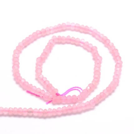 Kaufen Sie Perlen in der Schweiz Facettierte Jade Perlen - rosa Farbe 4X2,5 mm - Loch: 1 mm (1 Strang)
