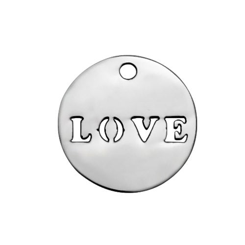 Kaufen Sie Perlen in der Schweiz Medaille - Lotus Motit LOVE - RHODIUM 12x1mm (1)