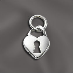 Charm coeur avec serrure argent 925 10mm (1)