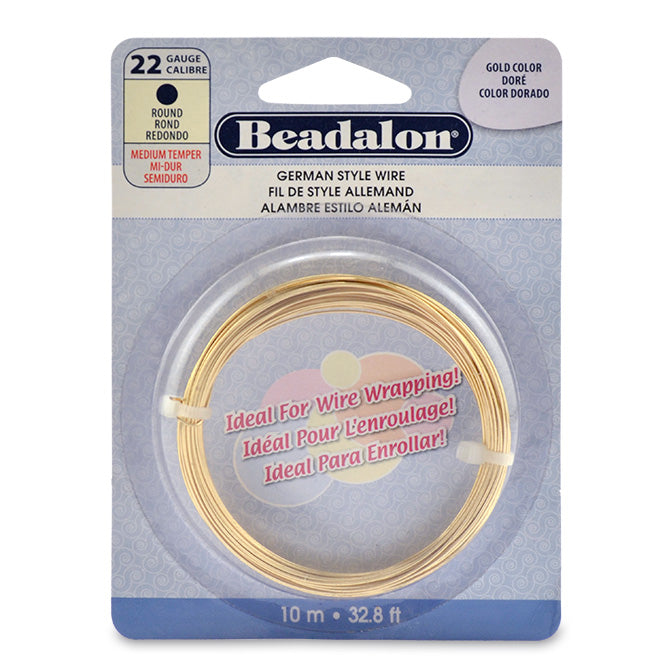 Fil métallique Beadalon rond doré gauge 22 (0,64mm), 10 m (1)