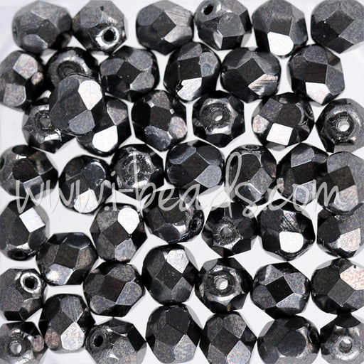 Kaufen Sie Perlen in der Schweiz Glasschliffperlen hematite 6mm (50)