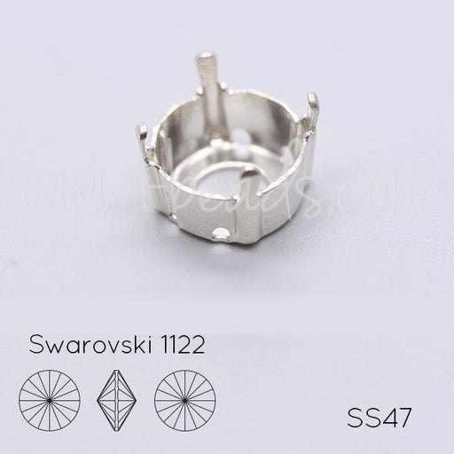 Kaufen Sie Perlen in der Schweiz Aufnähfassung für Swarovski 1122 Rivoli SS47 silber-plattiert (2)