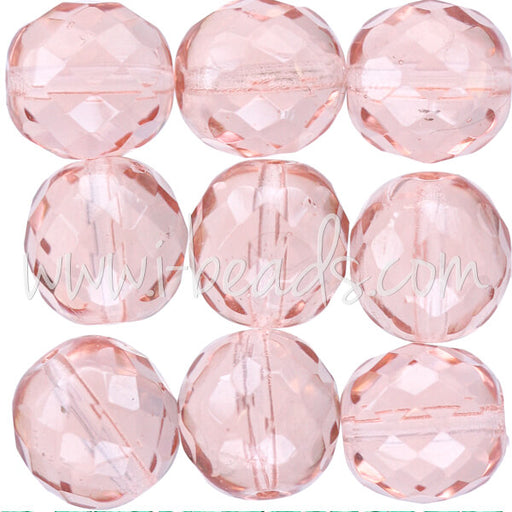Perles facettes de bohème rosaline 12mm (6)