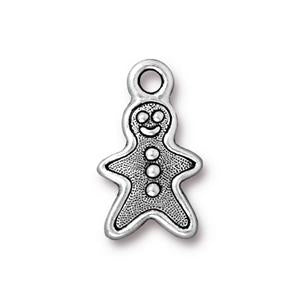 Charm bonhomme pain d'épice métal Argenté vieilli 14mm (1)