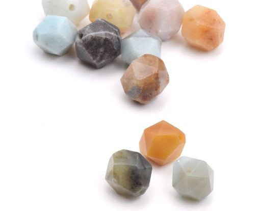 Kaufen Sie Perlen in der Schweiz Vieleck, facettiert, Natürlicher Amazonit, 10x9 mm, loch: 1 mm-(3 stuck)
