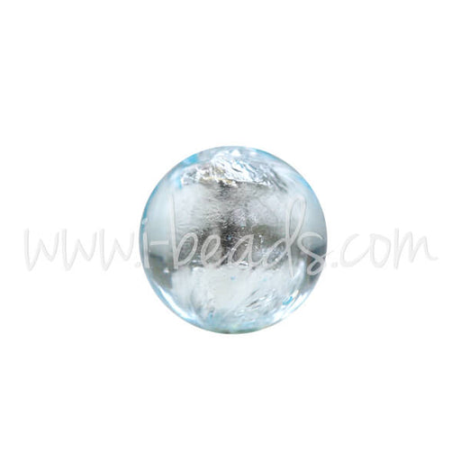 Perle de Murano ronde bleu et argent 6mm (1)