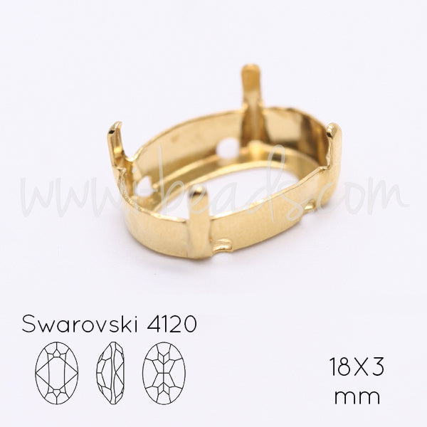 Aufnähfassung für Swarovski 4120 18x13mm gold-plattiert (1)