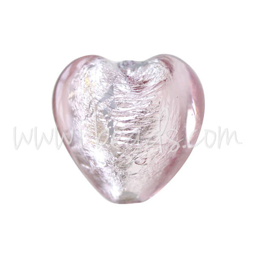 Kaufen Sie Perlen in der Schweiz Murano Glasperle Herz Amethyst und Silber 10mm (1)