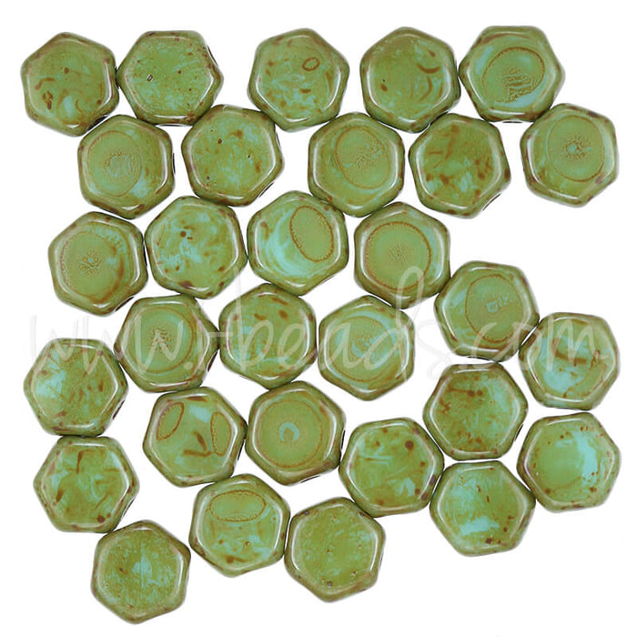 Perles Honeycomb 6mm blue turquoise dark travertine (30)