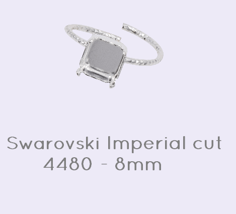 Verstellbare Ringfassung für Swarovski 4480 imperial cut 8mm silber-plattiert (1)