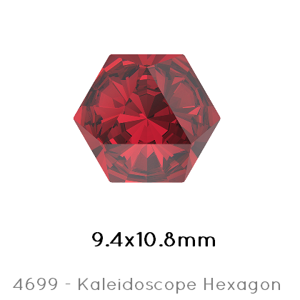 Kaufen Sie Perlen in der Schweiz Swarovski 4699 Kaleidoscope Hexagon Scarlet foiled 9,4x10,8mm (1)