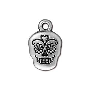 Achat Charm tête de mort calavera métal Argenté vieilli 18mm (1)