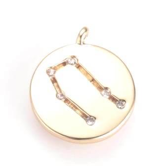 Kaufen Sie Perlen in der Schweiz Sternbild-Sternzeichen Charm Messing vergoldet und Zirkonia Zwillinge 13x11x1,5mm -soldiert pro Einheit