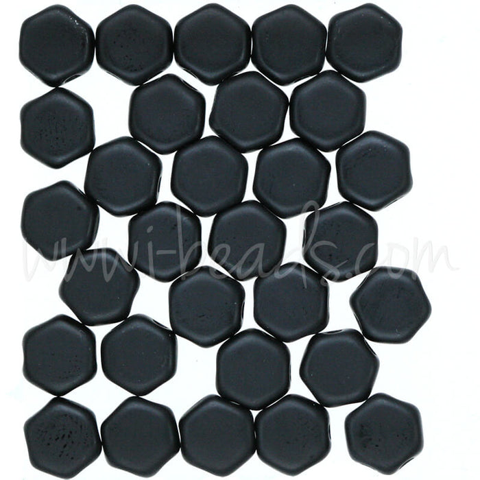 Perles Honeycomb 6mm jet matte (30)