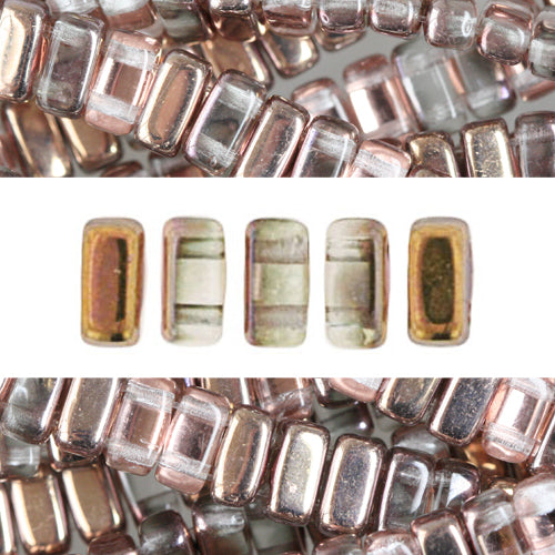 Perles 2 trous CzechMates bricks apollo gold 3x6mm (50)