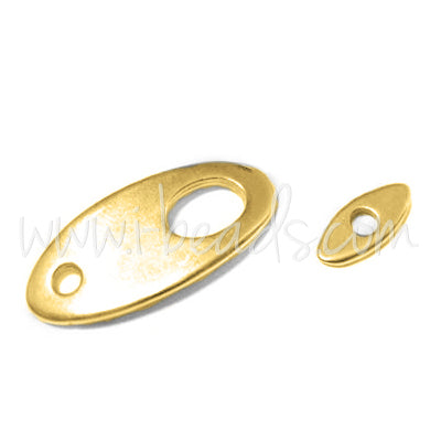 Kaufen Sie Perlen in der Schweiz Verschluss Set Oval Gold-Plattiert 26x12mm (1)