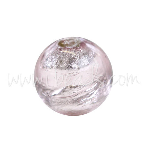 Kaufen Sie Perlen in der Schweiz Murano Glasperle Rund Amethyst und Silber 8mm (1)