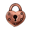 Pendentif cadenas cœur métal cuivré vieilli 16.5mm (1)