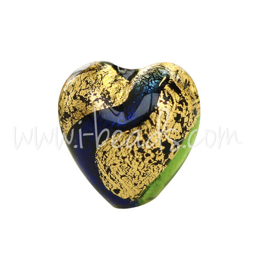 Kaufen Sie Perlen in der Schweiz Murano Glasperle Herz Bunt und Gold 10mm (1)