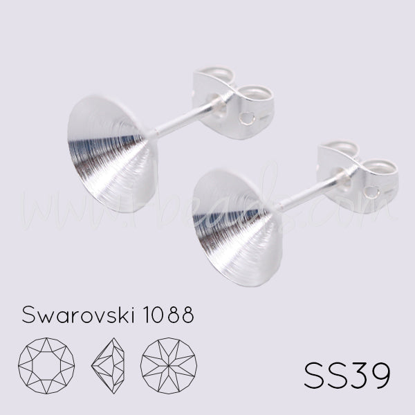 Serti boucle d'oreilles coniques pour Swarovski 1088 SS39 argenté (2)