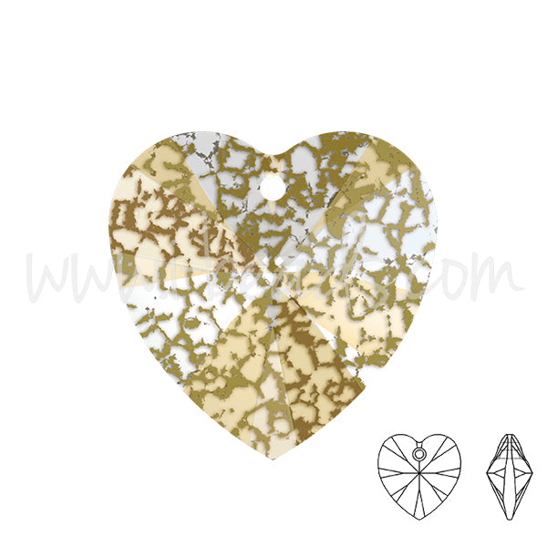 Pendentif coeur Swarovski 6228 crystal gold patina effect 10mm (1)