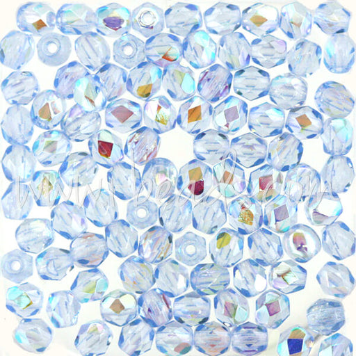 Kaufen Sie Perlen in der Schweiz Glasschliffperlen light sapphire ab 4mm (100)
