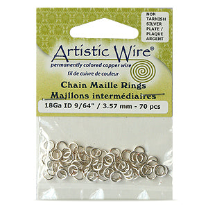 Kaufen Sie Perlen in der Schweiz 70 Artistic Wire chain-maille-ringe versilbert mit anlaufschutz 18 kaliber 3.57mm (1)