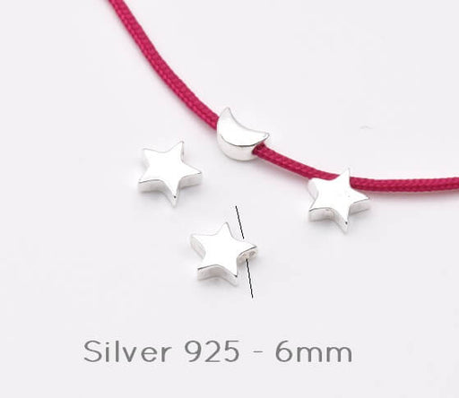 Kaufen Sie Perlen in der Schweiz Sterling Silber Stern Anhänger Perle - 6 mm - Loch: 1,2 mm (1)