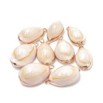 Kaufen Sie Perlen in der Schweiz Kauri Schale Set Goldmessing 20-30mm (Verkauf:1 stuck)